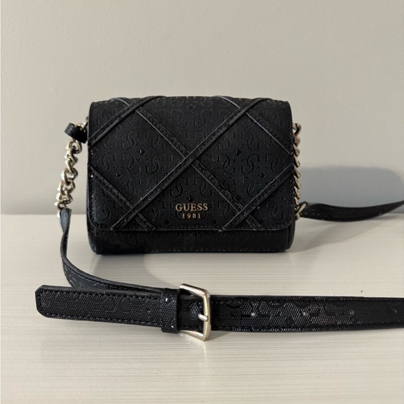 Guess Handbags - GUESS Embossed Black Crossbody Bag